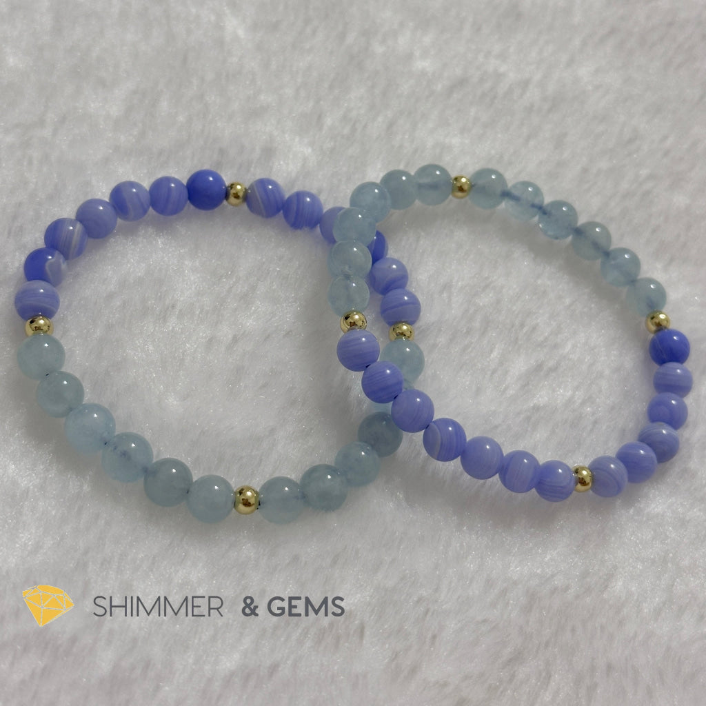 Tiger Animal Zodiac 2024 Goodluck Bracelet (Chalcedony & Aquamarine) Feng Shui