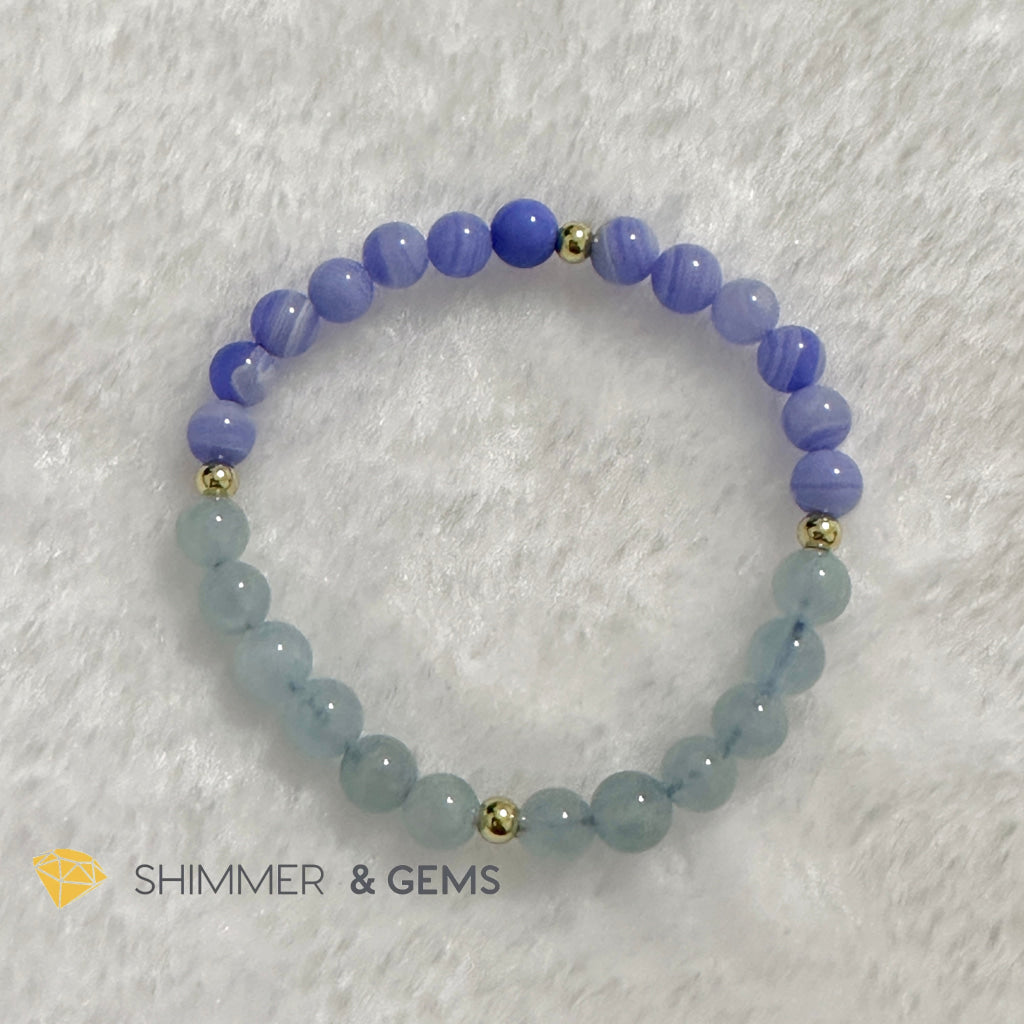 Tiger Animal Zodiac 2024 Goodluck Bracelet (Chalcedony & Aquamarine) Feng Shui