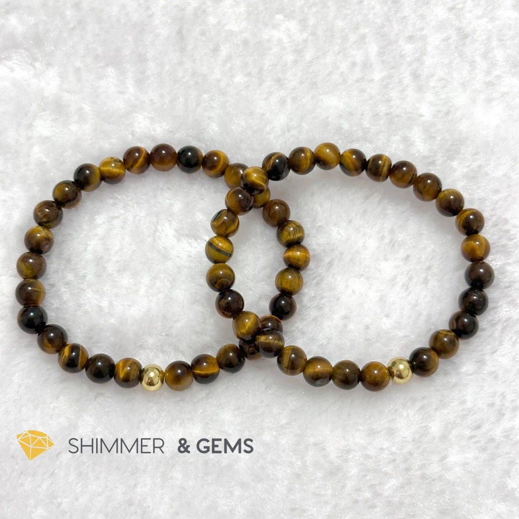 Tiger’s Eye 6mm Bracelet with 14k gold filled bead
