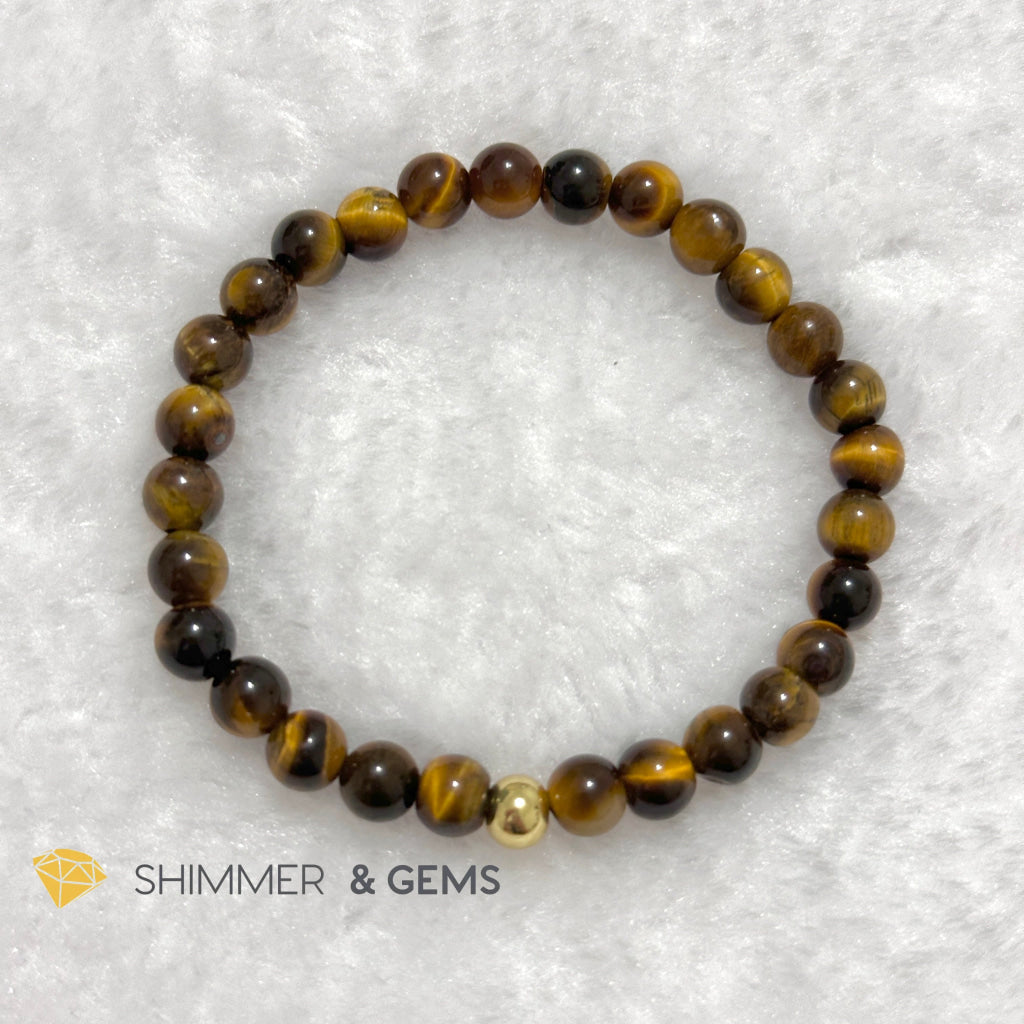 Tiger’s Eye 6mm Bracelet with 14k gold filled bead