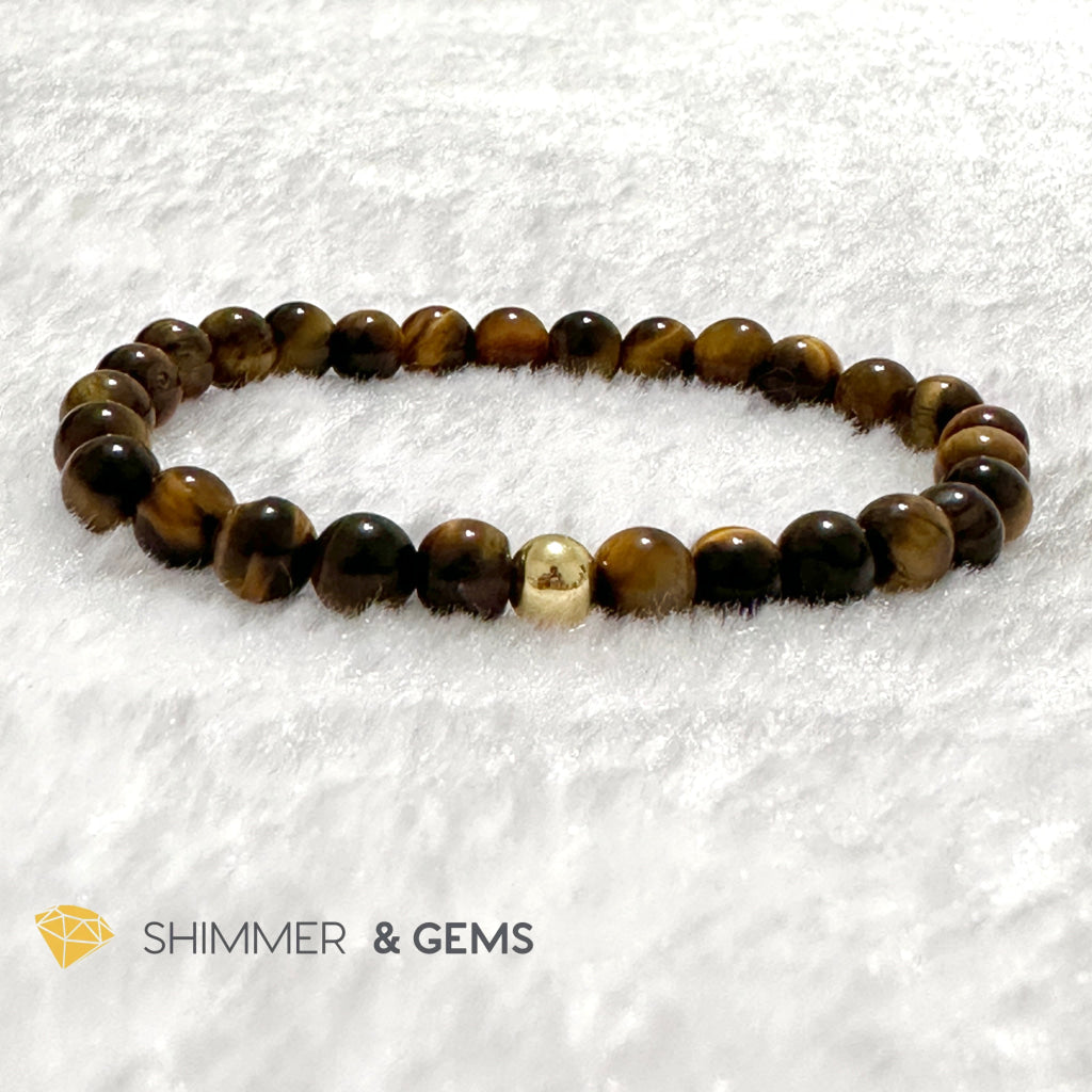 Tiger’s Eye 6mm Bracelet with 14k gold filled bead