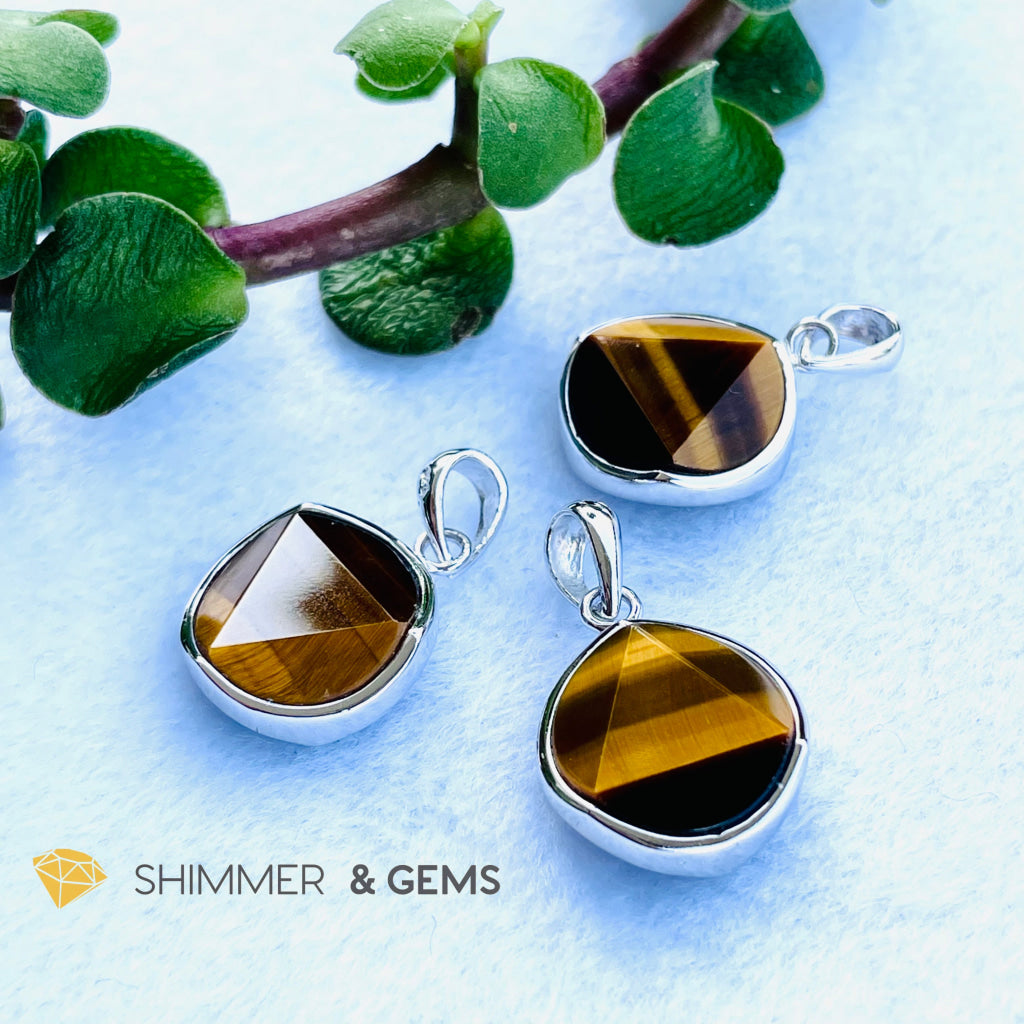 Star Of David Tigers Eye 12Mm Pendants 925 Silver Charms &