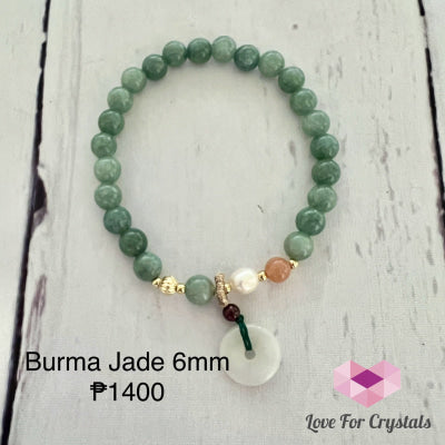 Burma Jade 6mm (dark green) with Coin