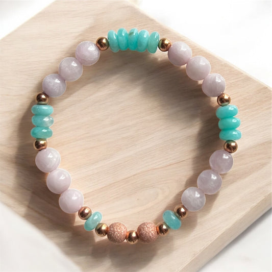 Happy Relationship Bracelet (Pink Kunzite & Amazonite)