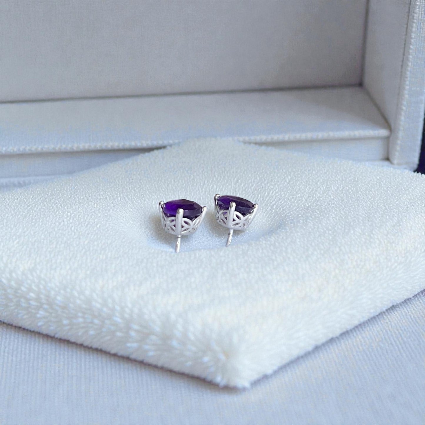 Amethyst 7mm Round 925 Sterling Silver Earrings