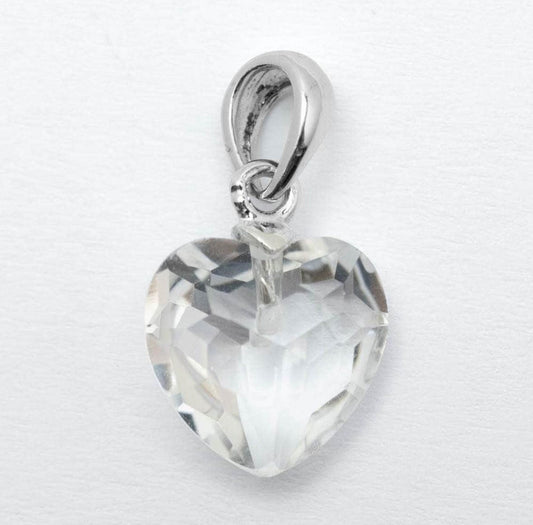 Clear Quartz 11mm Heart 925 Silver Pendant (Master Light)