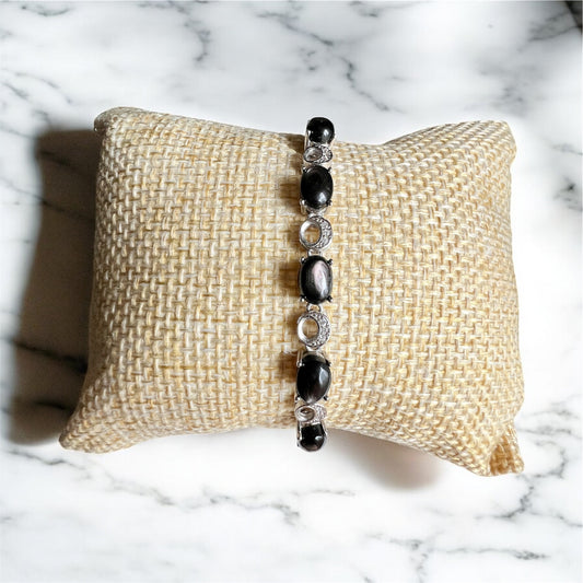 Hypersthene in 925 Silver Bracelet