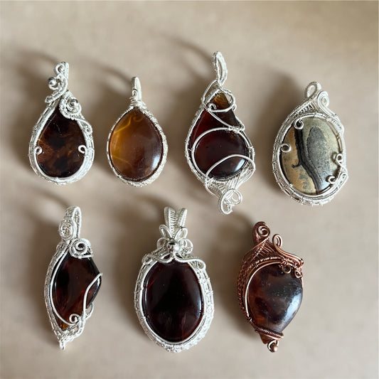 Blue Amber Pendant