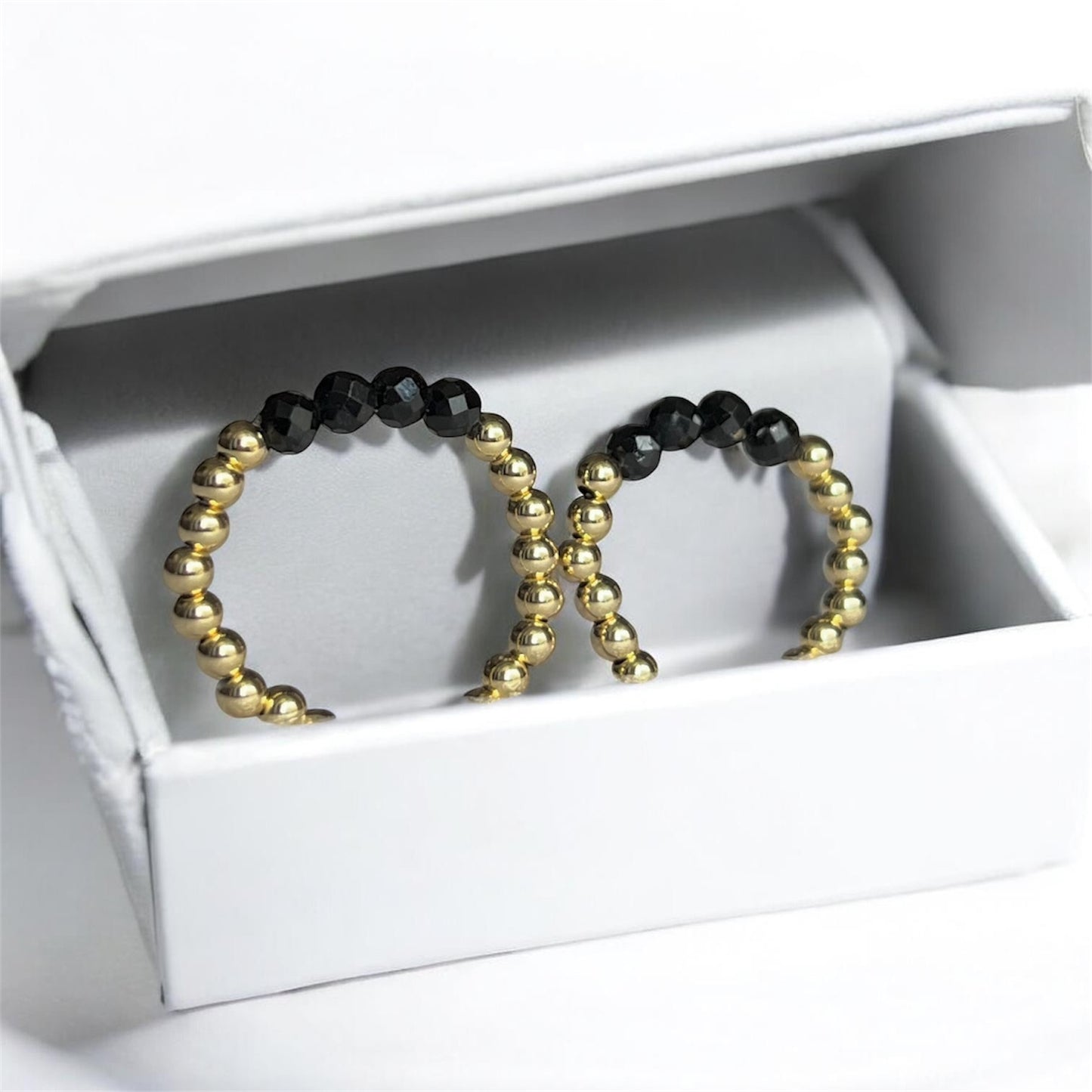 Black Onyx 3mm 14k Gold Filled Ring