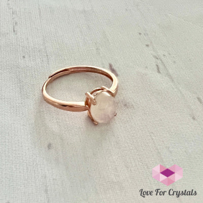 Moonstone Ring in 925 Silver (Rose Gold Electroplated) - Shimmer