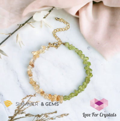Money Magnet (Peridot and Citrine) in Stainless Steel Chain - Adjustable