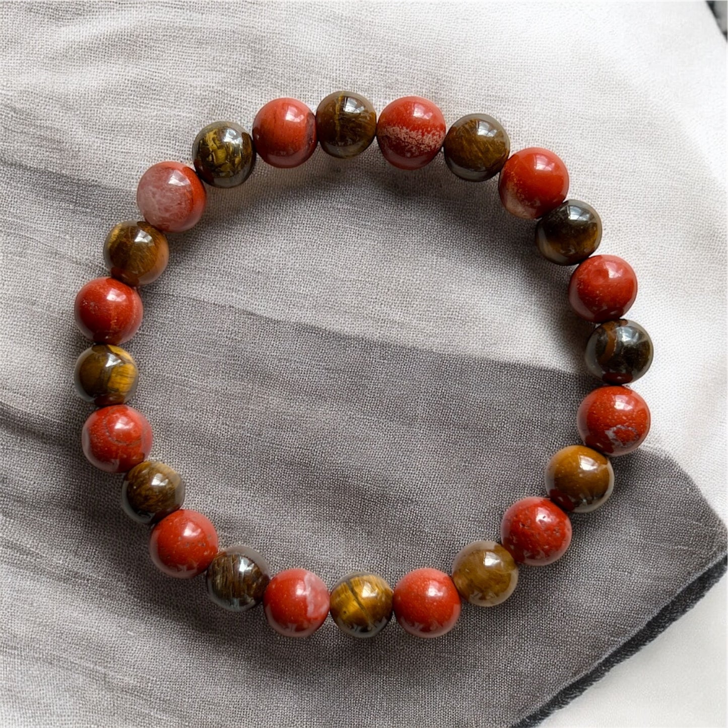Universal Alignment 8mm Bracelet (Tiger’s Eye, Red Jasper, Ocean Jasper & Rhodonite)