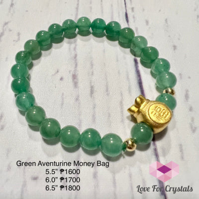 Green Aventurine Money Bag (14k Gold Plated Copper) Bracelet - Shimmer & Gems