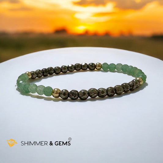 Opportunity Magnet Bracelet (Pyrite and Aventurine 4mm Faceted with Stainless Steel Beads)