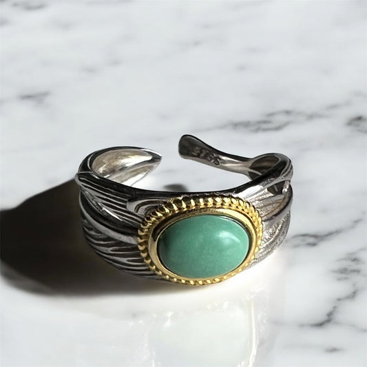 Natural Turquoise 925 Silver Adjustable Ring