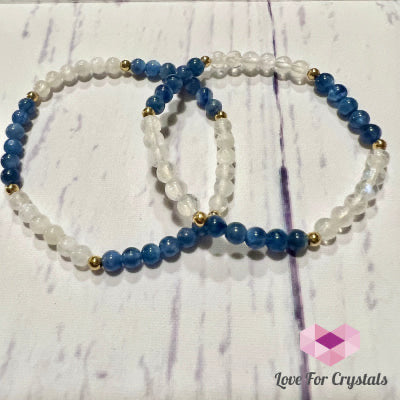 Good Vibes Bracelet with 14k Gold Filled (Kyanite and Moonstone) - Shimmer & Gems