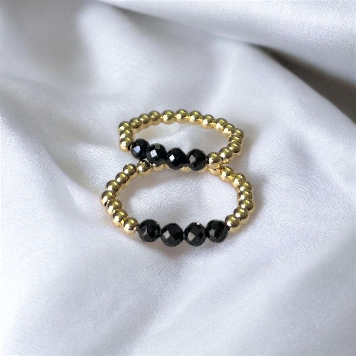 Black Onyx 3mm 14k Gold Filled Ring