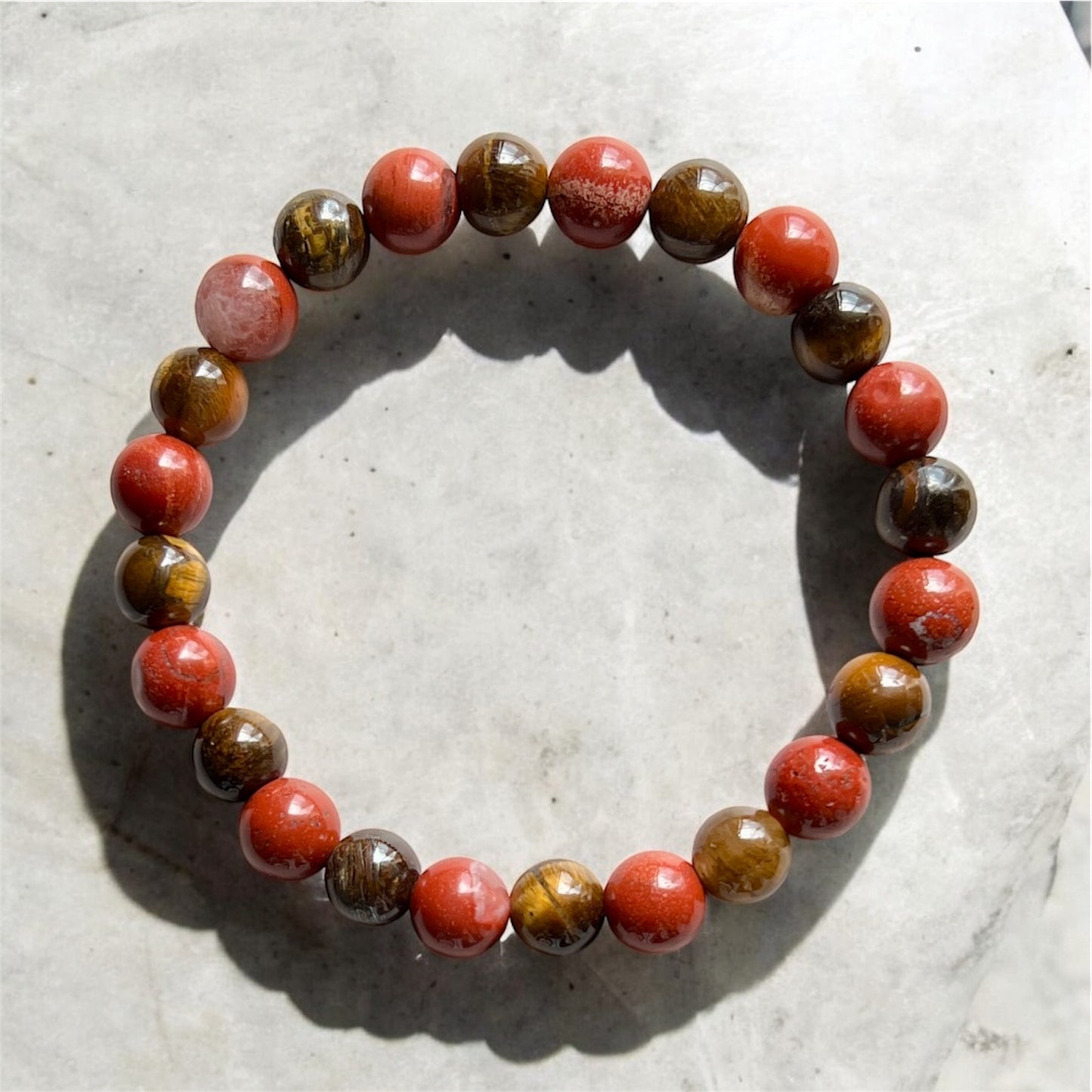 Universal Alignment 8mm Bracelet (Tiger’s Eye, Red Jasper, Ocean Jasper & Rhodonite)