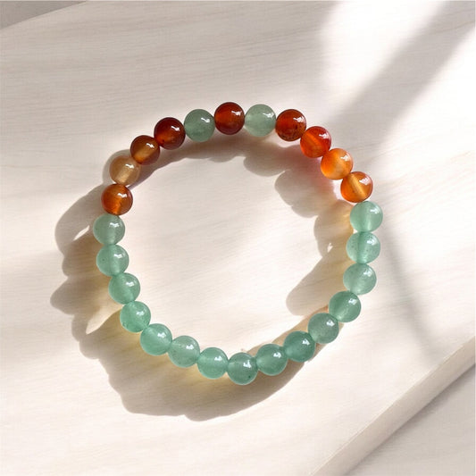 Business And Career Luck Bracelet 6mm (Green Aventurine & Carnelian)