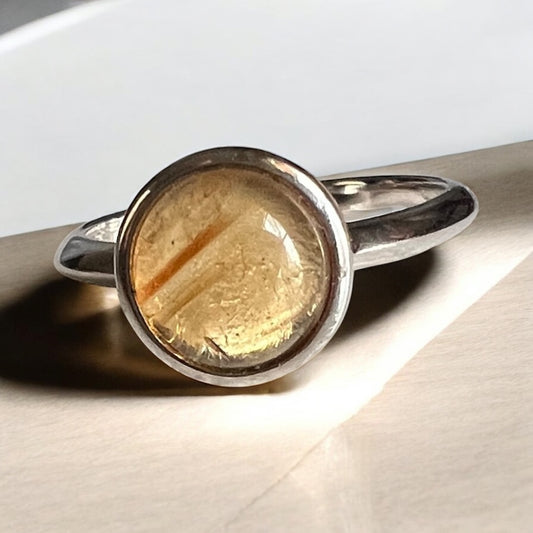 Citrine Round (8mm) 925 Silver Ring