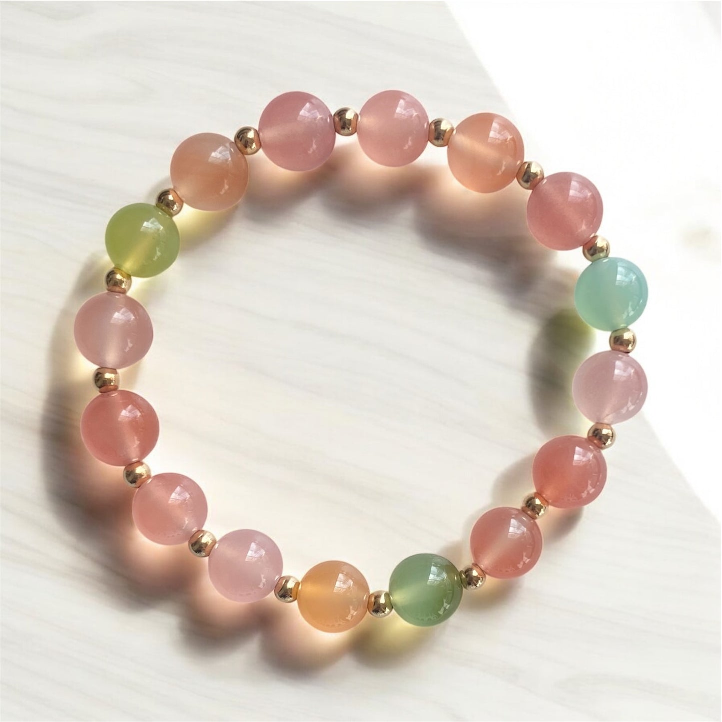 Natural Candy Agate Bracelet with Stainless Steel Beads 6mm (Yan Yuan)