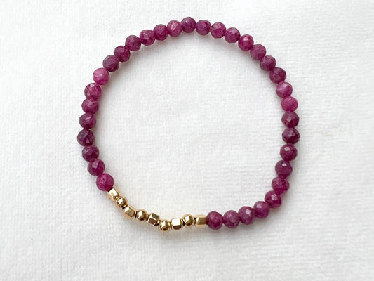 Ruby Fortune 9 Bracelet (3mm with 14k gold)