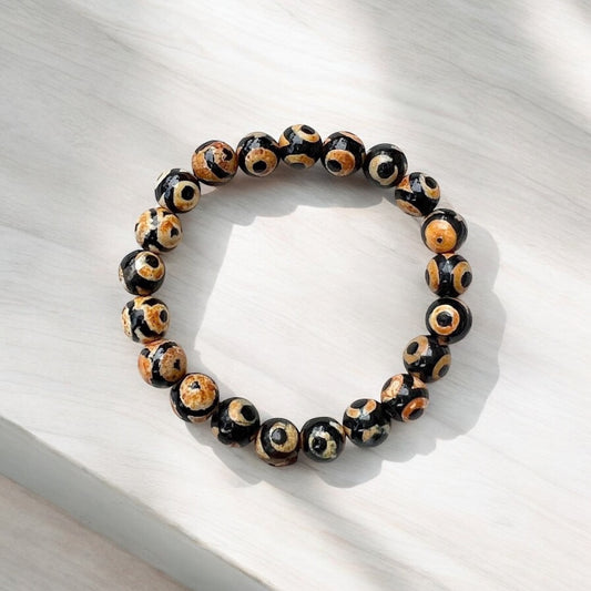 Medicine Dzi Eye Beads Bracelet (8mm)
