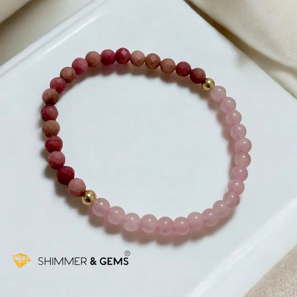 Secret Message Bracelet of HOPE (Rose Quartz & Rhodochrosite) 4mm with 14k gold filled & a secret message