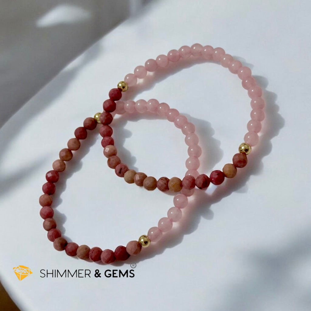 Secret Message Bracelet of HOPE (Rose Quartz & Rhodochrosite) 4mm with 14k gold filled & a secret message