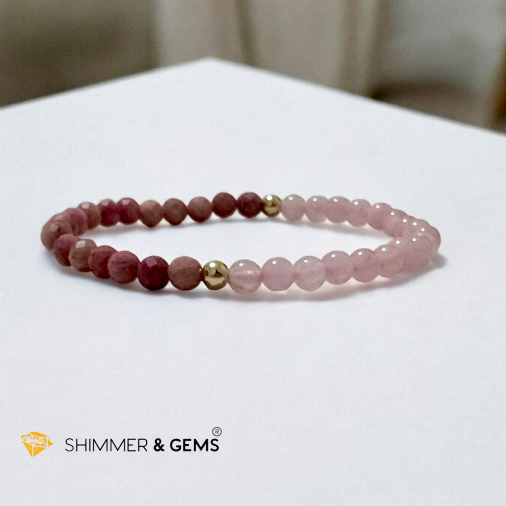 Secret Message Bracelet of HOPE (Rose Quartz & Rhodochrosite) 4mm with 14k gold filled & a secret message