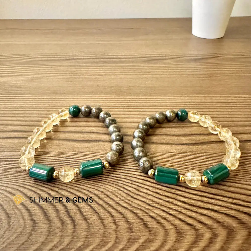 Abundance & Success 10mm Bracelet (Pyrite Citrine & Malachite)
