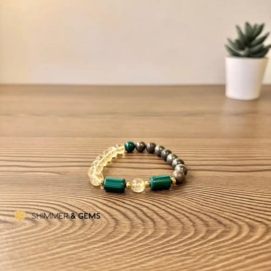 Abundance & Success 10mm Bracelet (Pyrite Citrine & Malachite)