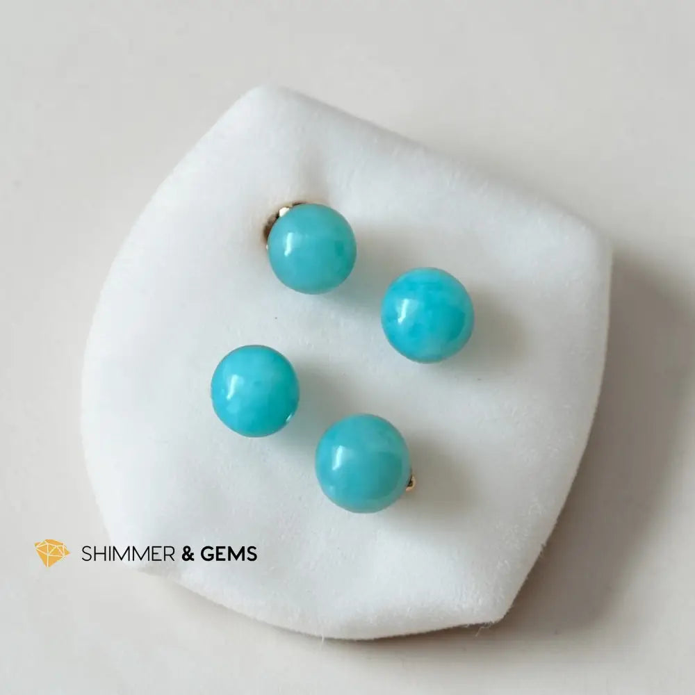 Amazonite 6mm Ball 925 Silver Earrings per pair Earrings