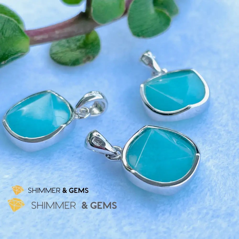 Star Of David Amazonite 12Mm Pendant 925 Silver Charms & Pendants