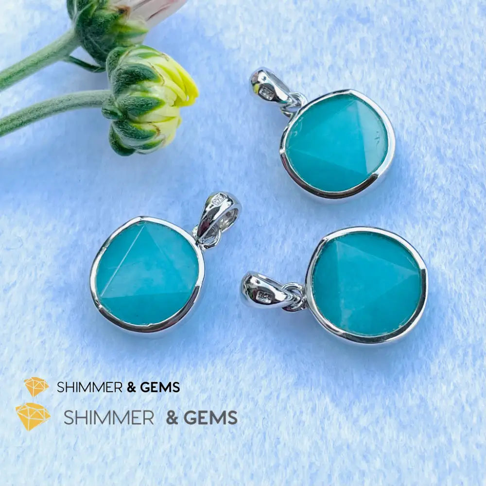 Star Of David Amazonite 12Mm Pendant 925 Silver Charms & Pendants