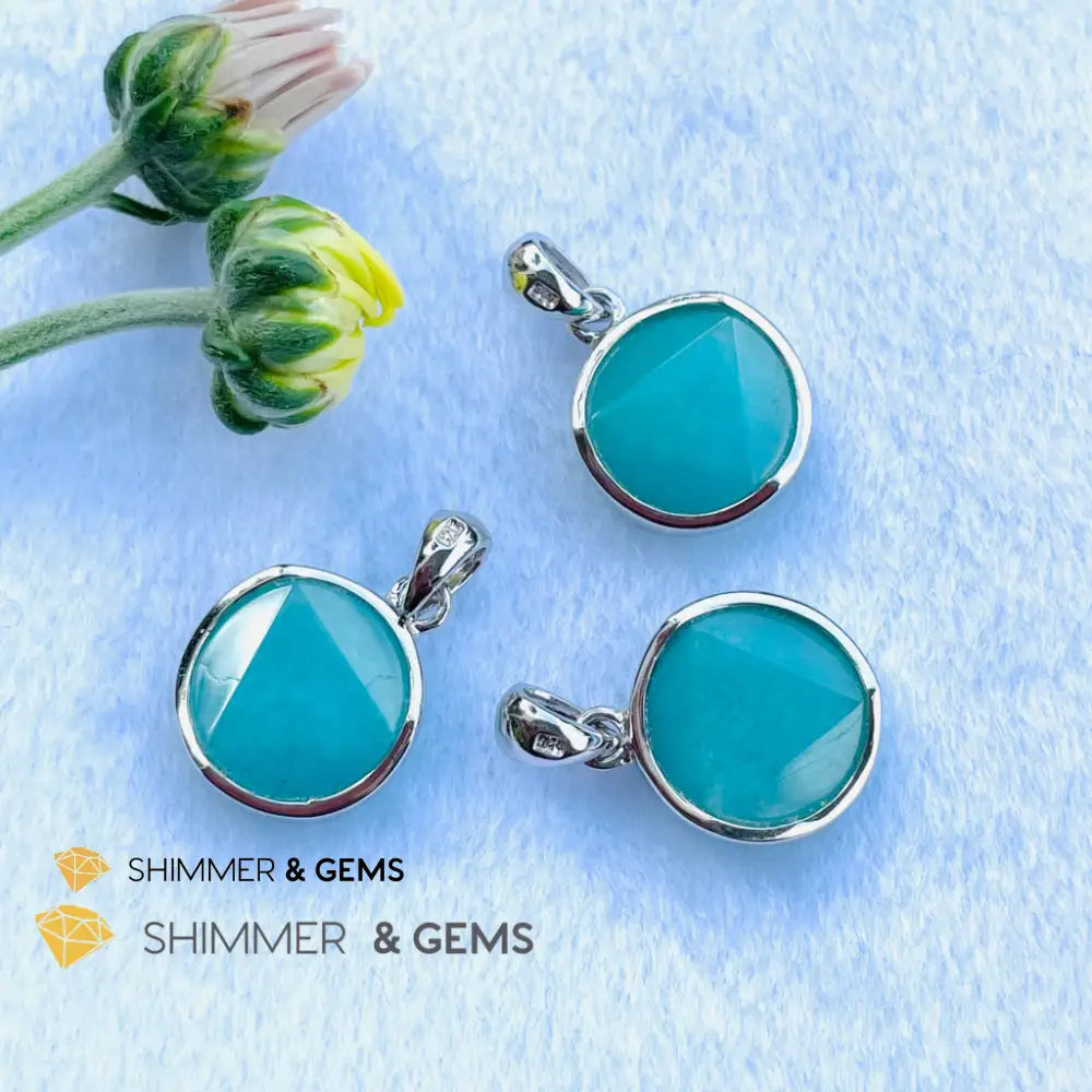 Star Of David Amazonite 12Mm Pendant 925 Silver Charms & Pendants