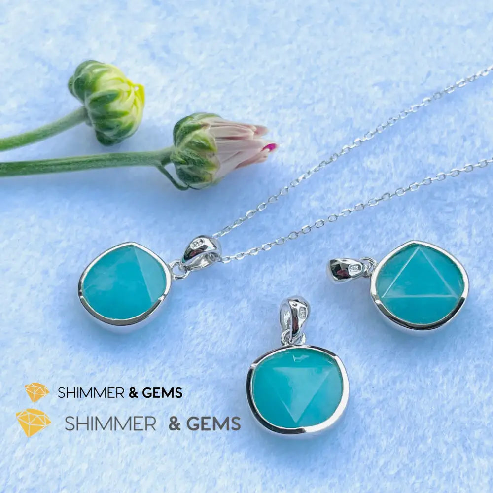 Star Of David Amazonite 12Mm Pendant 925 Silver Charms & Pendants