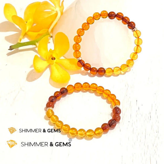 Amber Tricolour Bracelet (Natural) 6mm with 14k gold filled 5.5” Bracelets