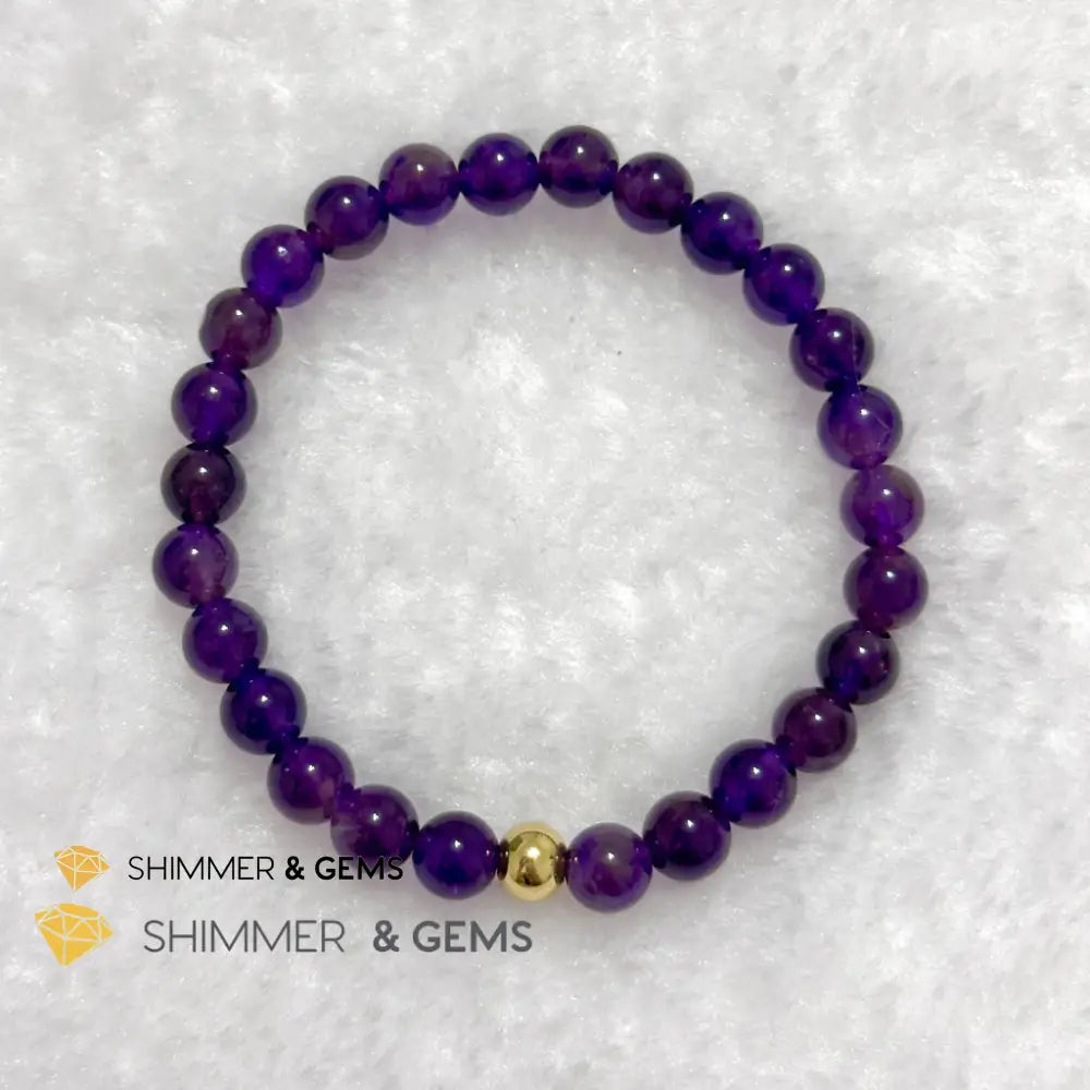 Amethyst 6mm Bracelet with 14k gold filled bead Bracelets