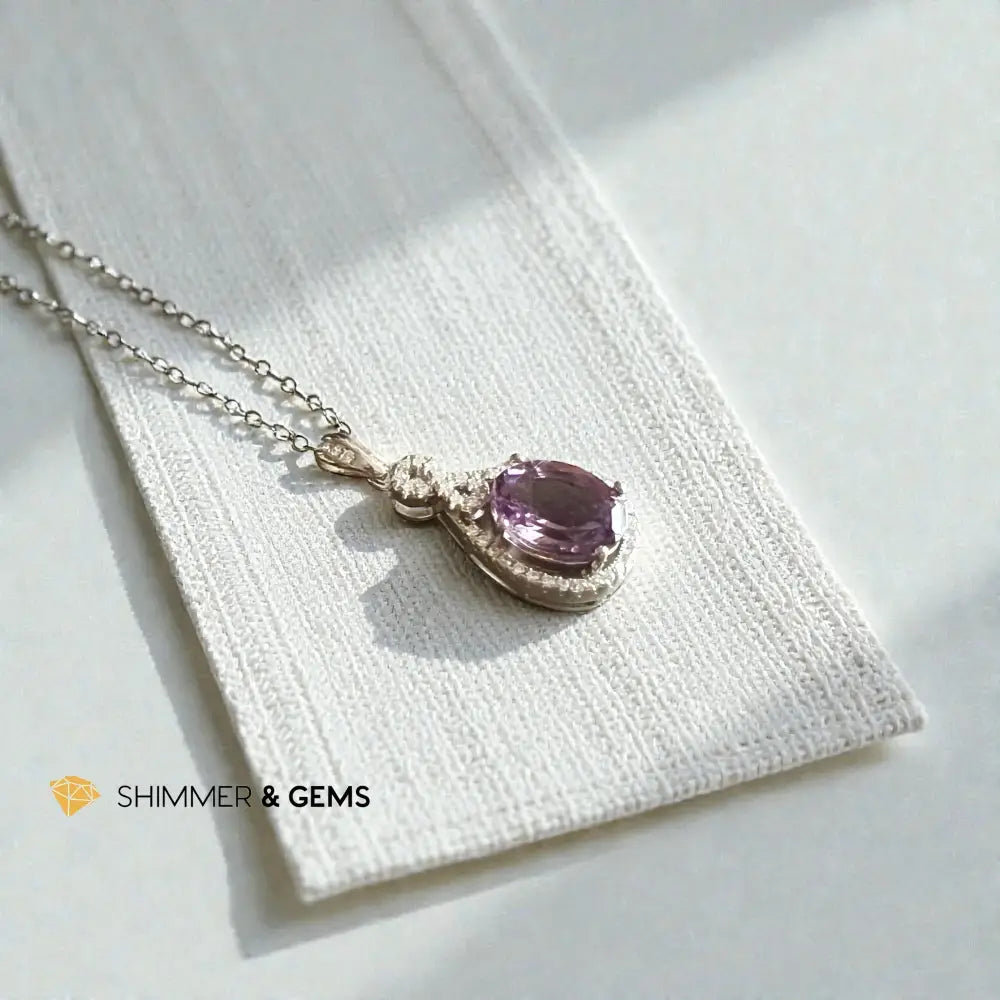Amethyst Oval Pendant 925 Silver 19.5x11.5mm Charms & Pendants