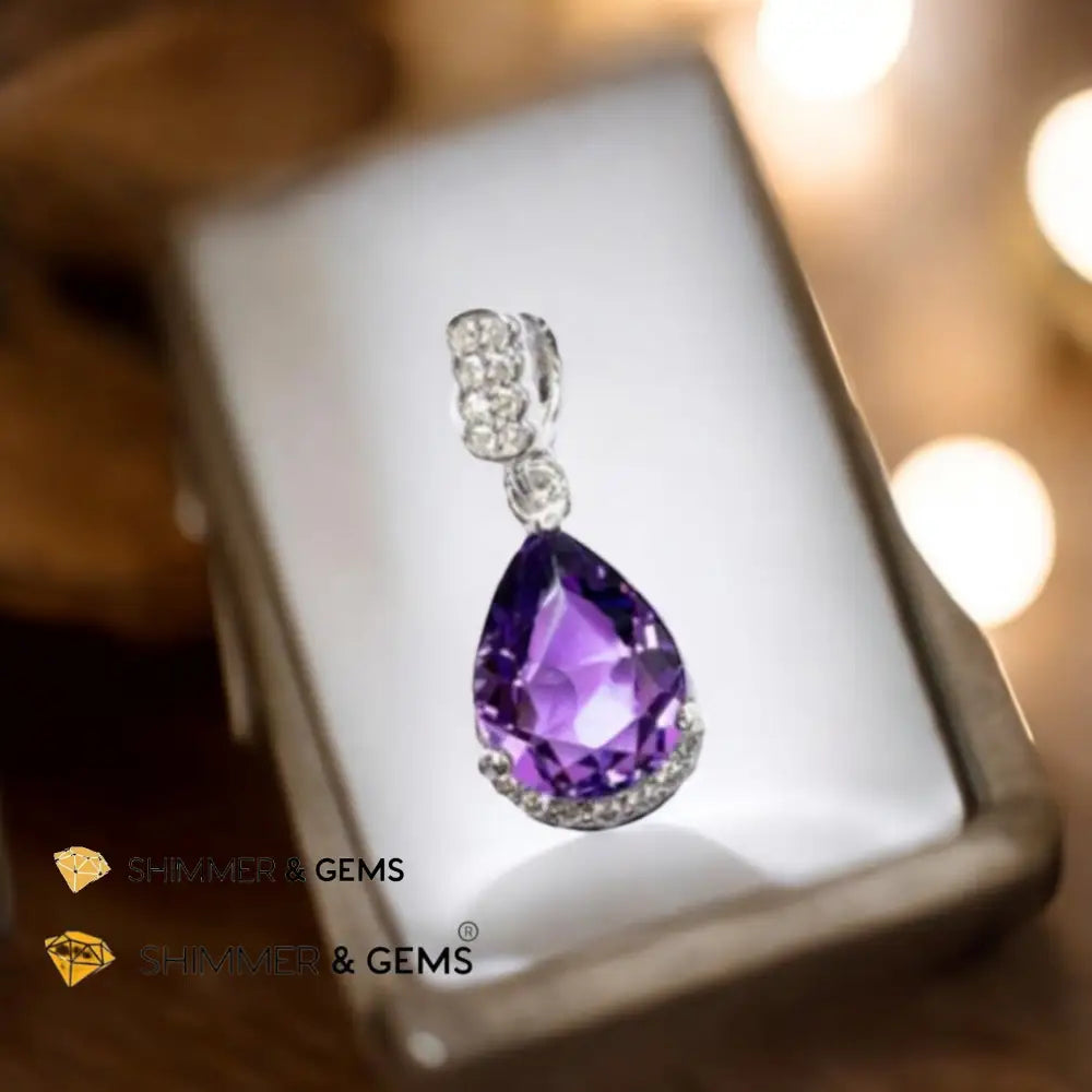 Amethyst Solitaire Pendant 925 Silver AAA (7x9mm) Solitaire pendant Charms & Pendants