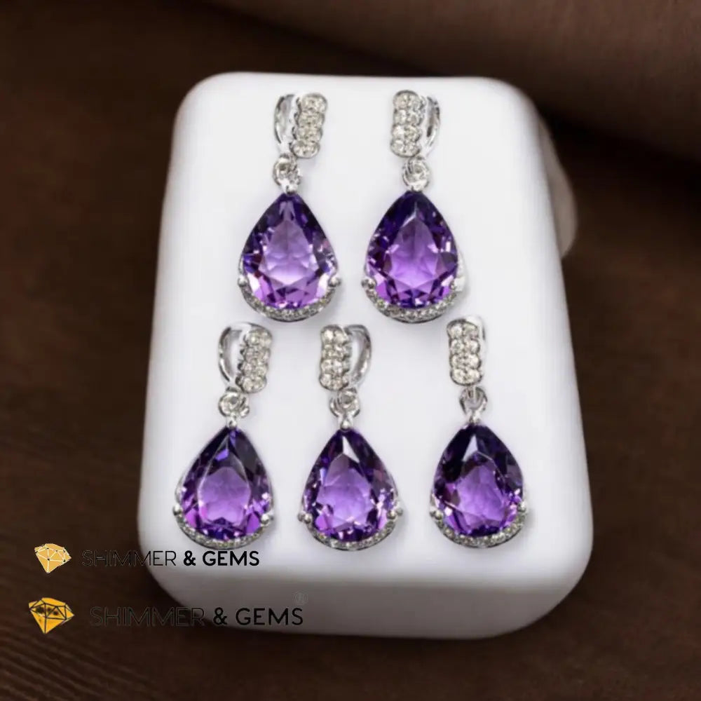 Amethyst Solitaire Pendant 925 Silver AAA (7x9mm) Solitaire pendant Charms & Pendants