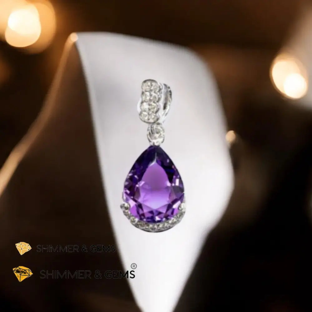 Amethyst Solitaire Pendant 925 Silver AAA (7x9mm) Solitaire pendant Charms & Pendants