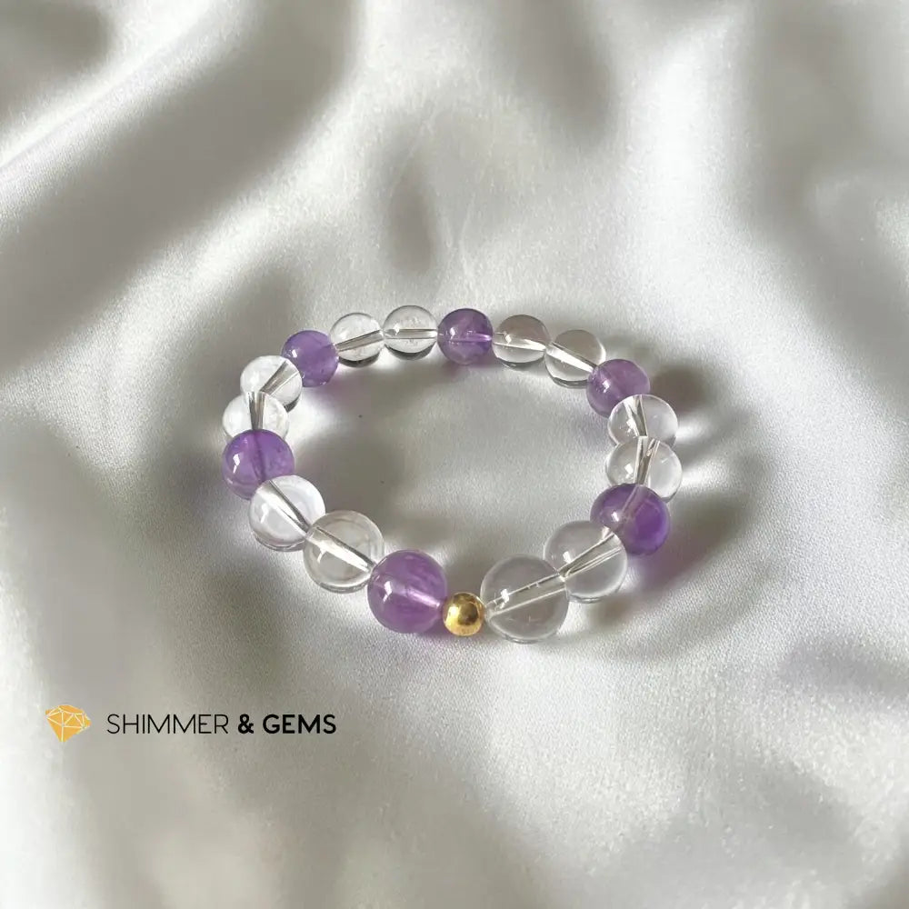 Amplify Success 10mm Bracelet (Amethyst & Clear Quartz)