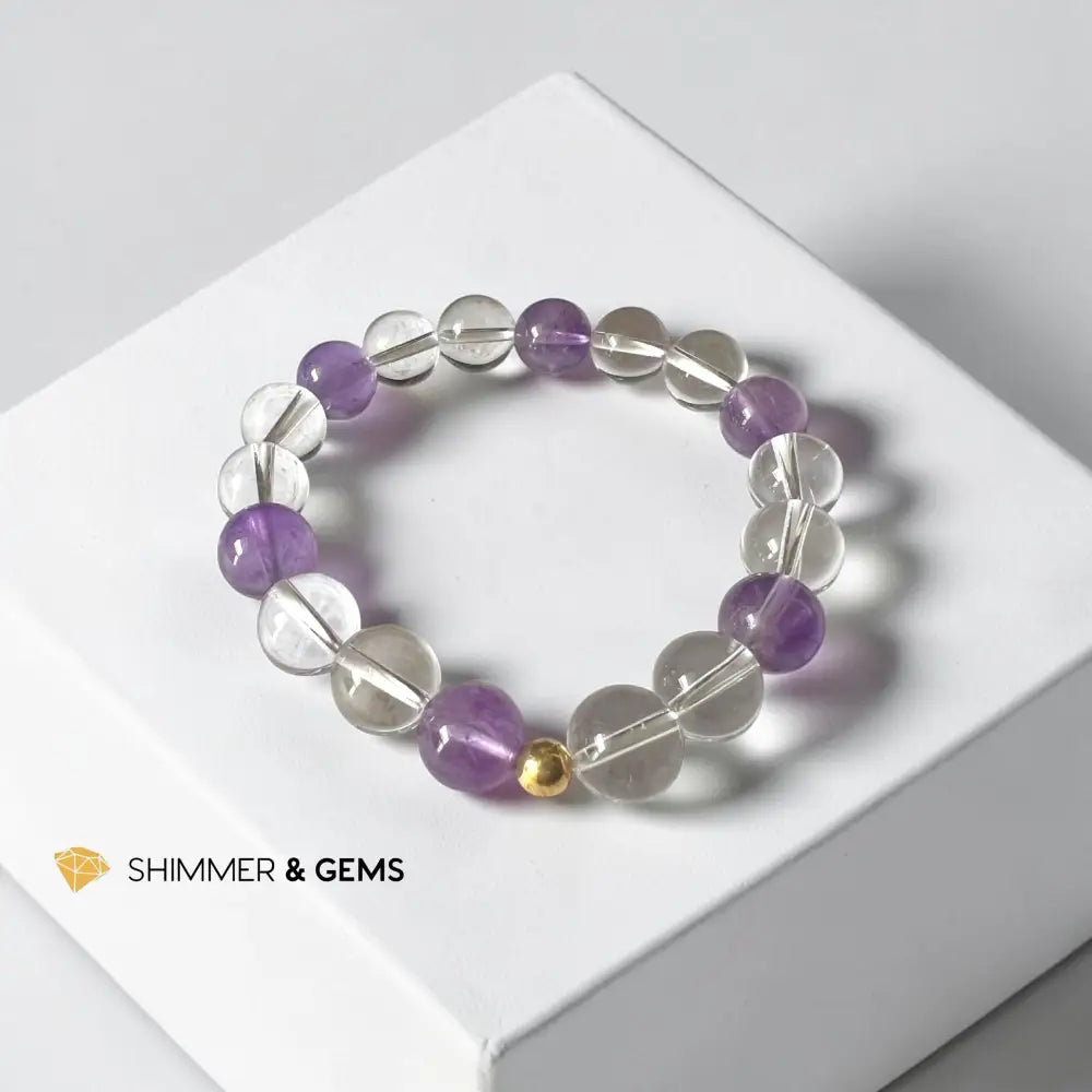 Amplify Success 10mm Bracelet (Amethyst & Clear Quartz)