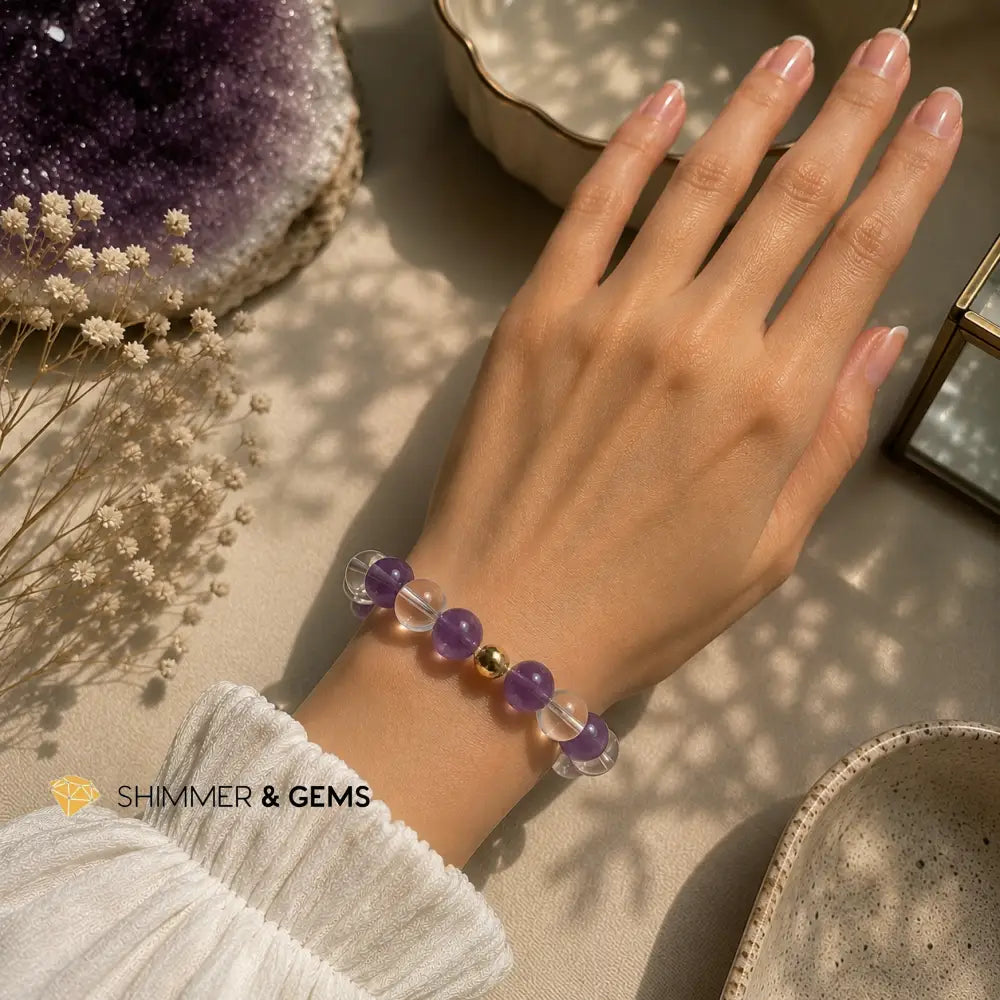 Amplify Success 10mm Bracelet (Amethyst & Clear Quartz)