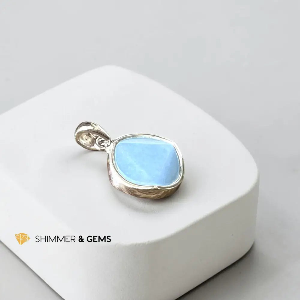 Angelite Star of David 12mm 925 Sterling Silver Round Pendant - 12mm Pendant