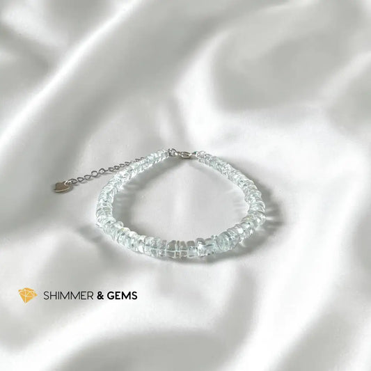 Aquamarine Ice 925 Sterling Silver Clasp Bracelet - Adjustable Size