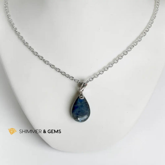 Black/Blue Labradorite 18mm 925 Sterling Silver Pear Pendant 18mm