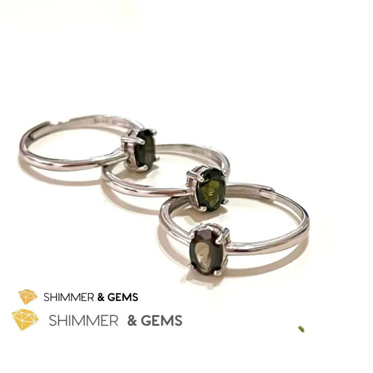 Black Tourmaline 925 Silver Ring Protection Adjustable Ring (Per Piece) Crystal rings